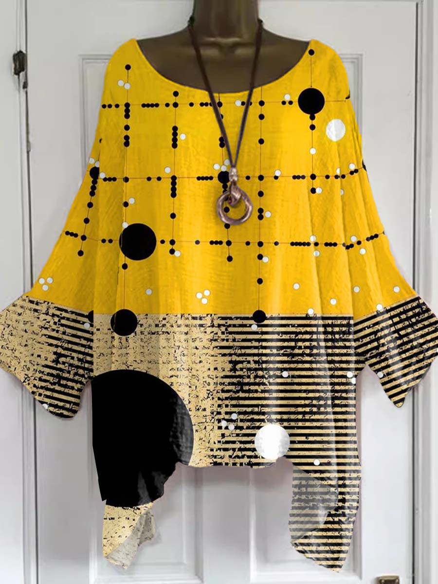 Chemise Femme Oversize en Coton et Lin à Manches Longues avec Poche Latérale