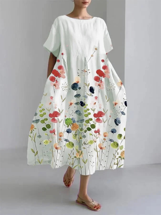Liliane | Robe longue fleurie fluide pour des journées d'été insouciantes