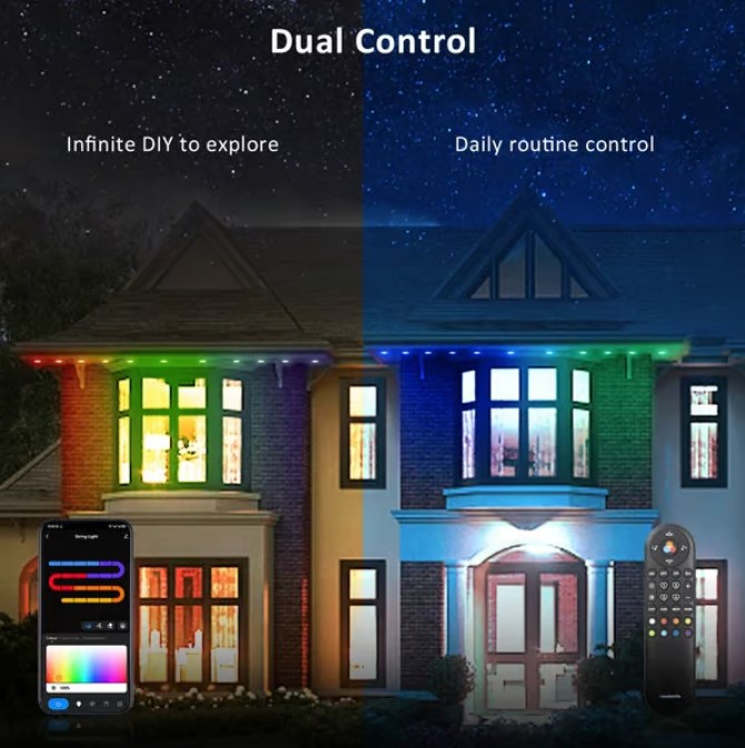 🌈 Éclairage extérieur LED intelligent, arc-en-ciel et fixe