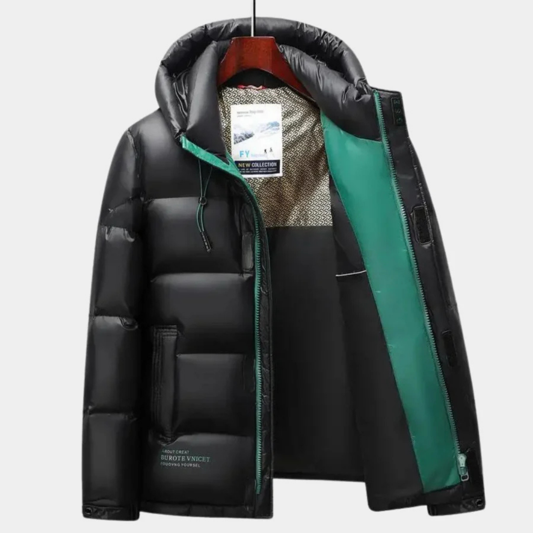 Doudoune Homme Hiver à Capuche – Fermeture Éclair, Chaude et Stylée