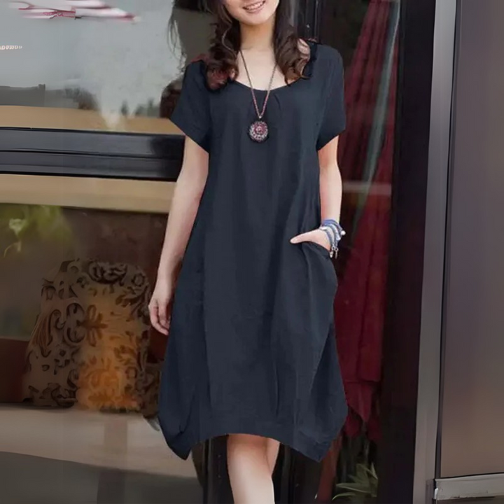 Amélie™ | Robe Bohème Décontractée en Lin et Coton