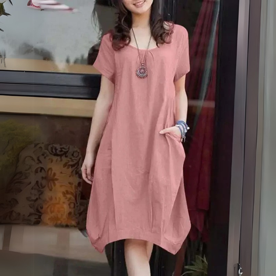 Amélie™ | Robe Bohème Décontractée en Lin et Coton