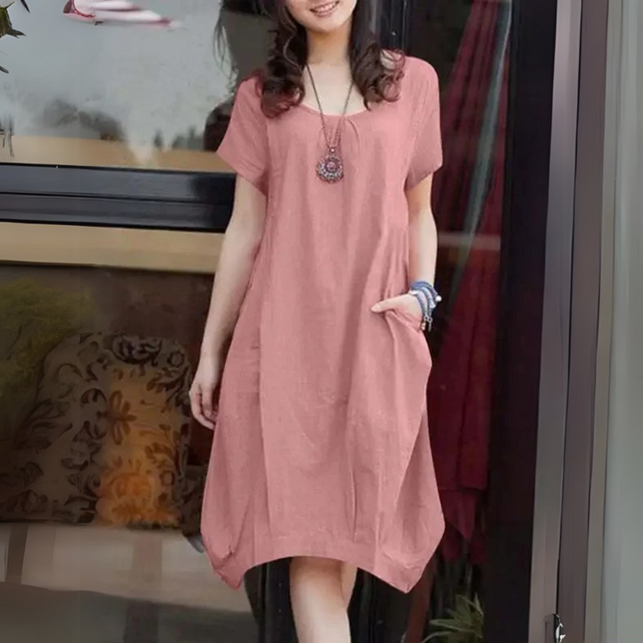 Amélie™ | Robe Bohème Décontractée en Lin et Coton