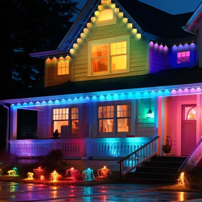 🌈 Éclairage extérieur LED intelligent, arc-en-ciel et fixe
