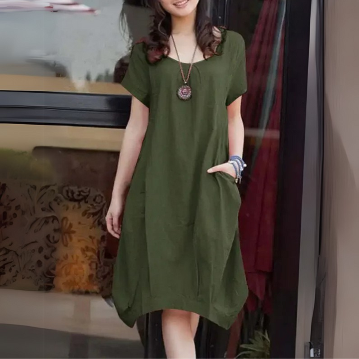 Amélie™ | Robe Bohème Décontractée en Lin et Coton