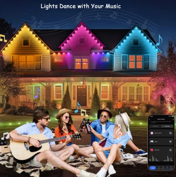 🌈 Éclairage extérieur LED intelligent, arc-en-ciel et fixe