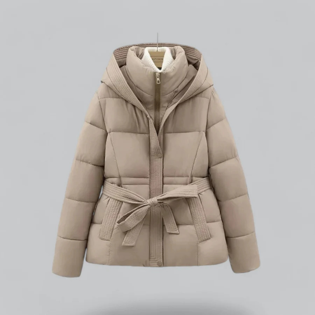 Doudoune Chaude Femme Ceinturée à Capuche
