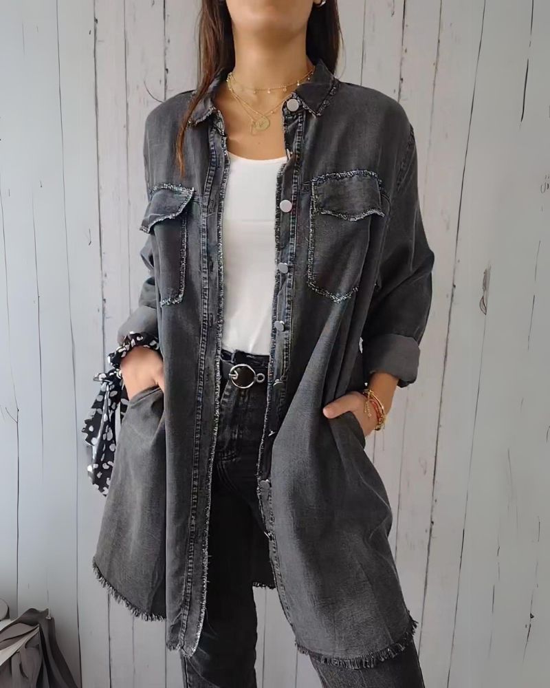 ELSSIA - VESTE CHEMISE EN DENIM CONFORTABLE