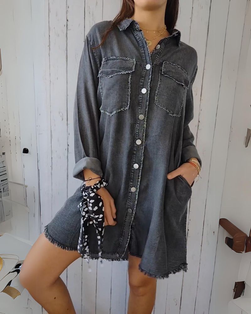 ELSSIA - VESTE CHEMISE EN DENIM CONFORTABLE