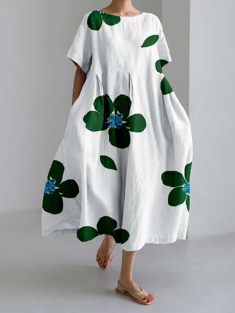 CATHERINE | Robe longue d'été à fleurs lumineuses et confort doux pour les journées ensoleillées