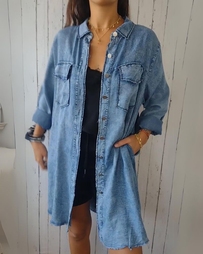 ELSSIA - VESTE CHEMISE EN DENIM CONFORTABLE