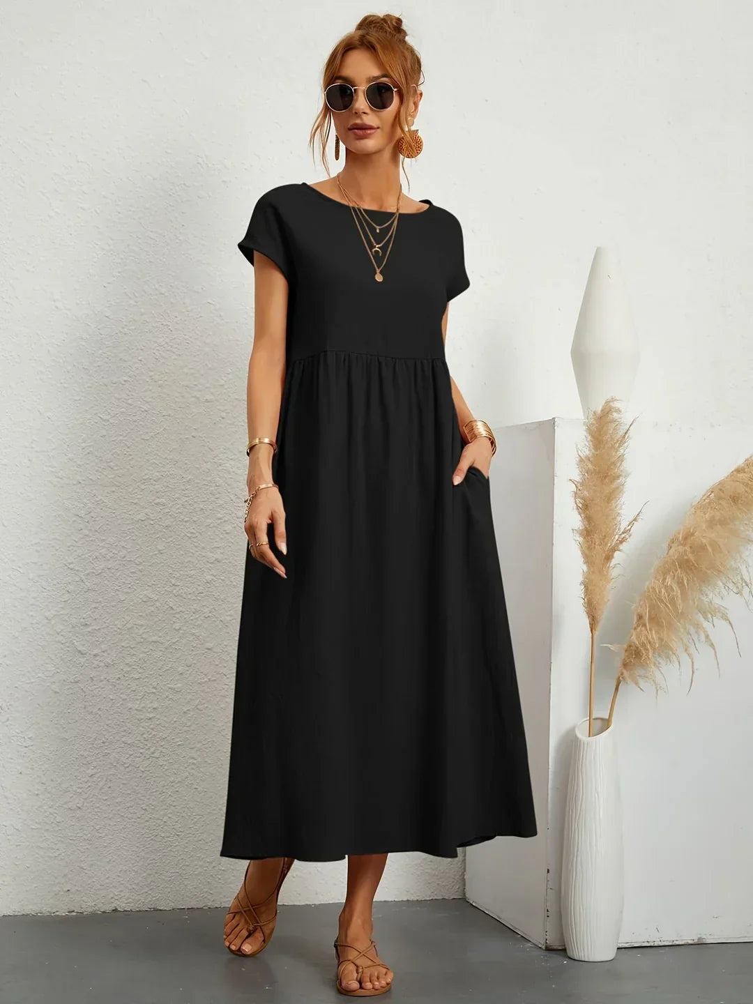 Robe Légère En Coton Doux Avec Poches