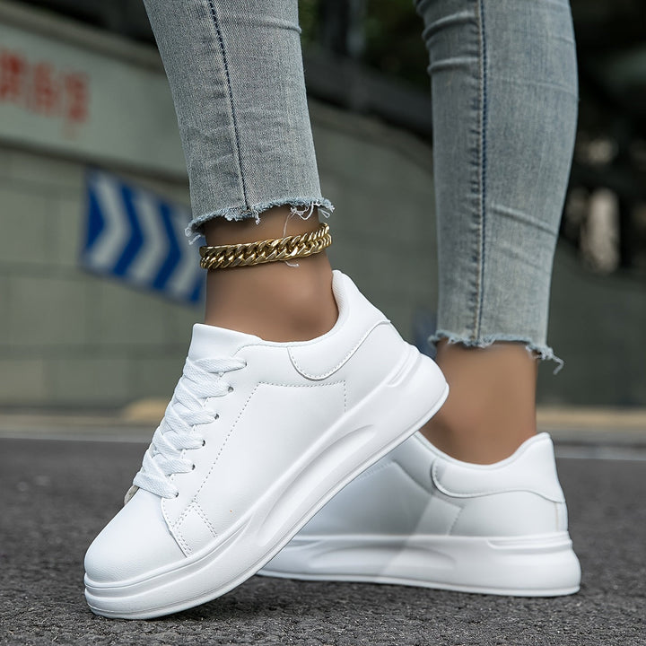 Clémence | Women’s Clean White Leather Sneakers – Casual Minimalist Shoes