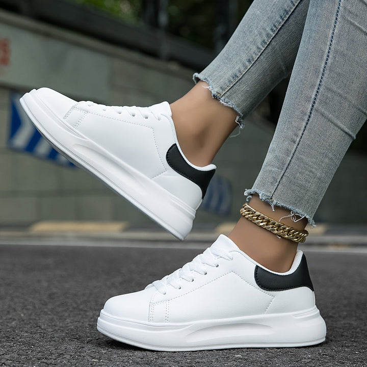 Clémence | Women’s Clean White Leather Sneakers – Casual Minimalist Shoes