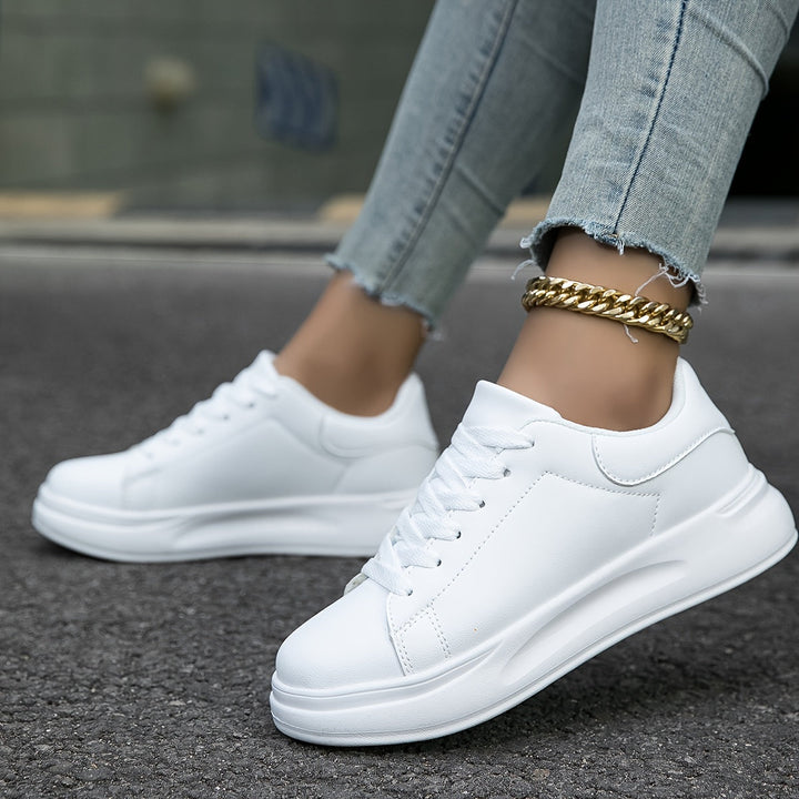 Clémence | Women’s Clean White Leather Sneakers – Casual Minimalist Shoes