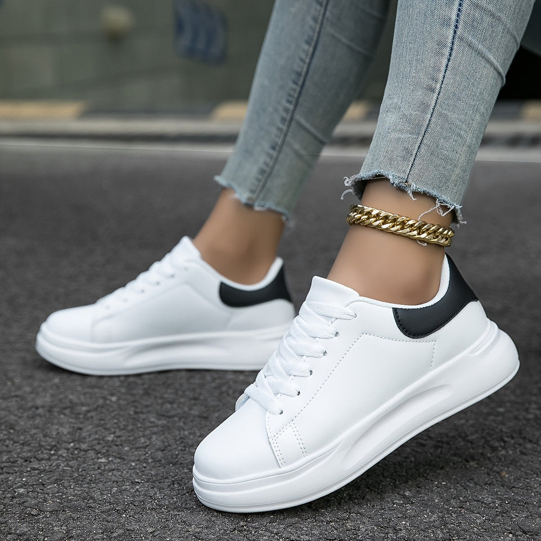 Clémence | Women’s Clean White Leather Sneakers – Casual Minimalist Shoes