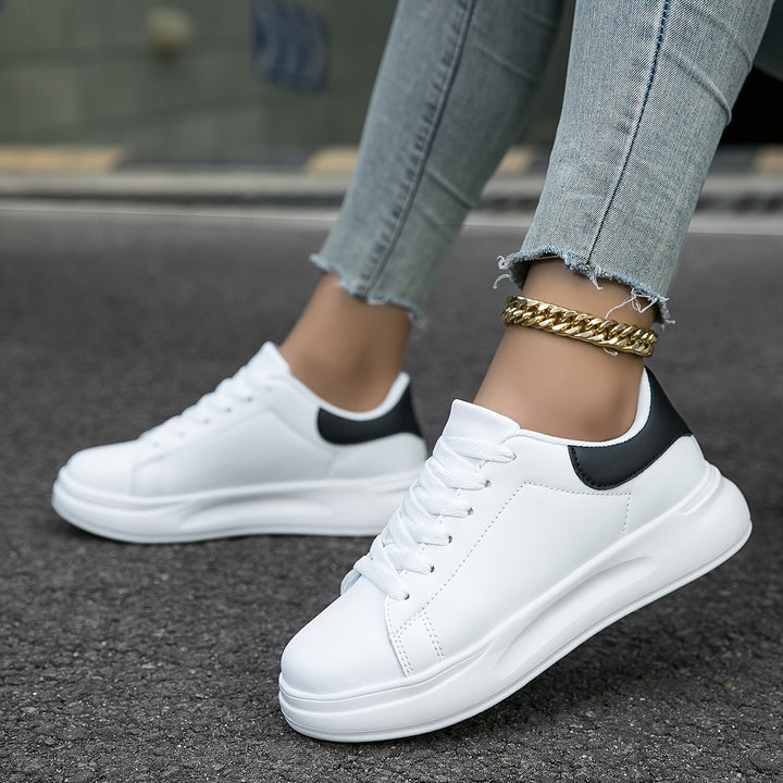 Clémence | Women’s Clean White Leather Sneakers – Casual Minimalist Shoes