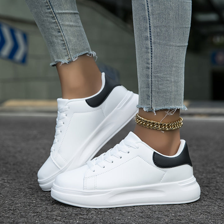 Clémence | Women’s Clean White Leather Sneakers – Casual Minimalist Shoes