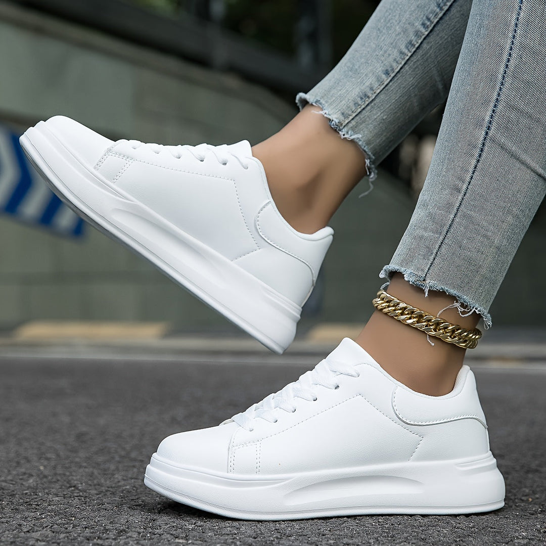 Clémence | Women’s Clean White Leather Sneakers – Casual Minimalist Shoes