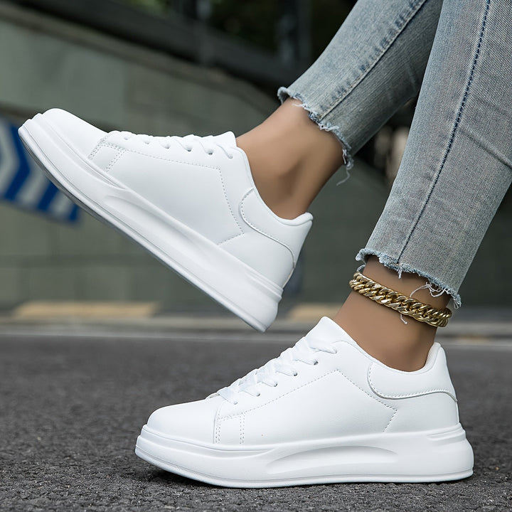 Clémence | Women’s Clean White Leather Sneakers – Casual Minimalist Shoes