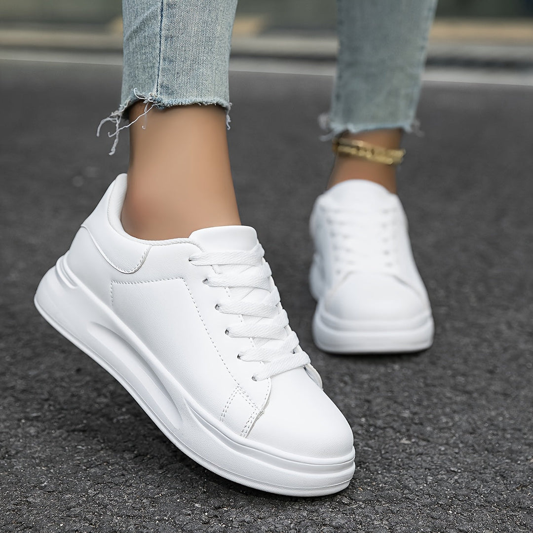 Clémence | Women’s Clean White Leather Sneakers – Casual Minimalist Shoes