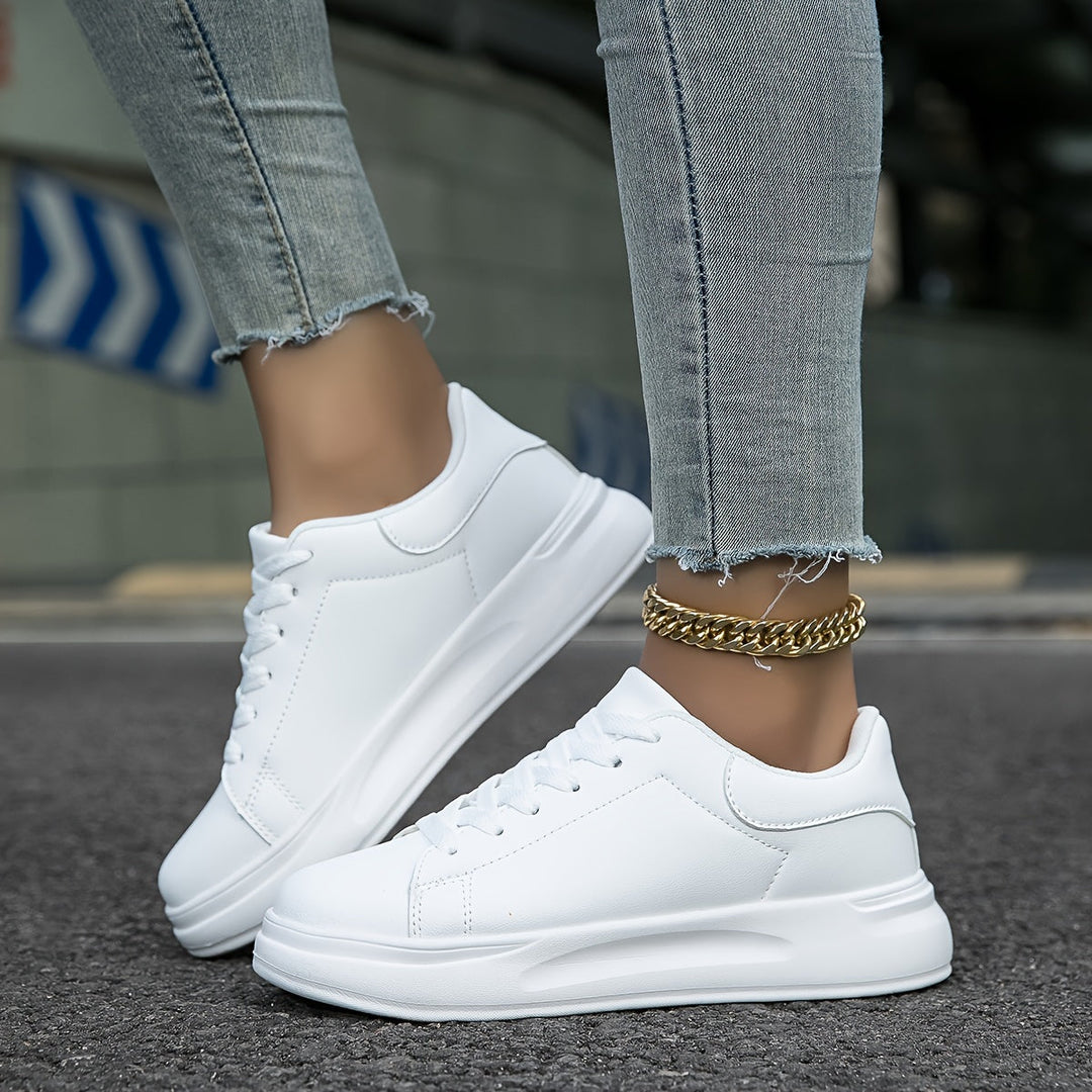 Clémence | Women’s Clean White Leather Sneakers – Casual Minimalist Shoes