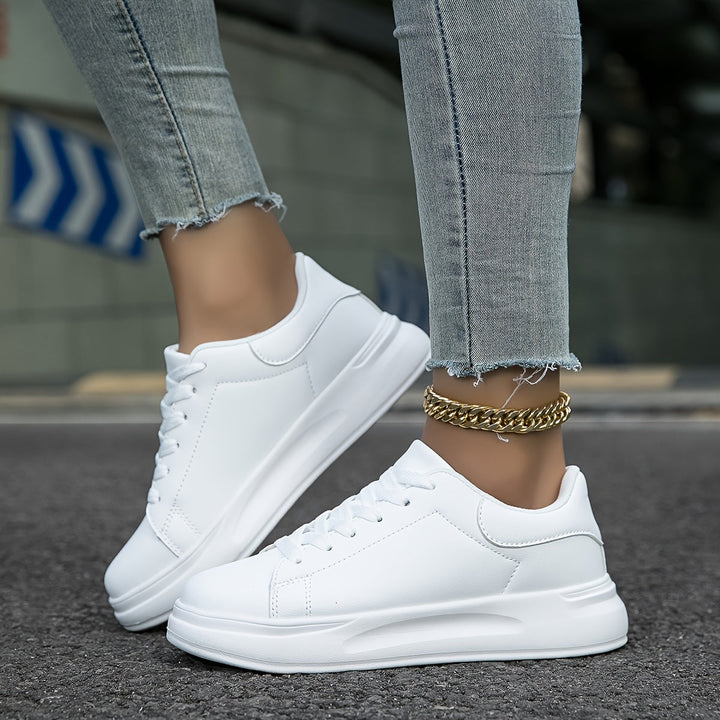 Clémence | Women’s Clean White Leather Sneakers – Casual Minimalist Shoes
