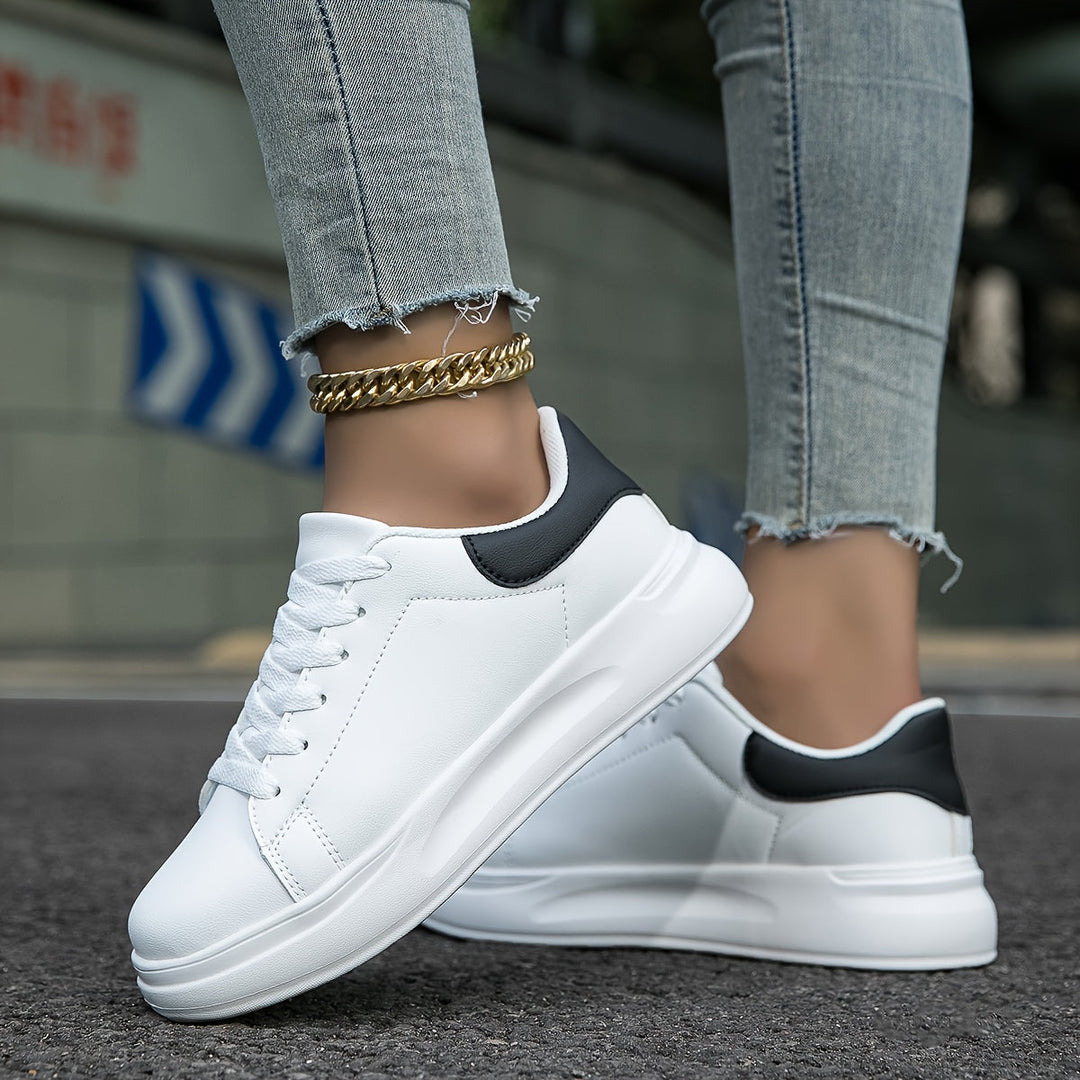 Clémence | Women’s Clean White Leather Sneakers – Casual Minimalist Shoes
