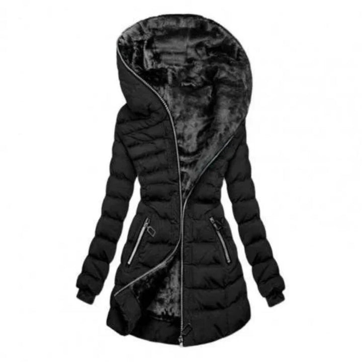 Veste longue matelassée chaude avec capuche pour femme