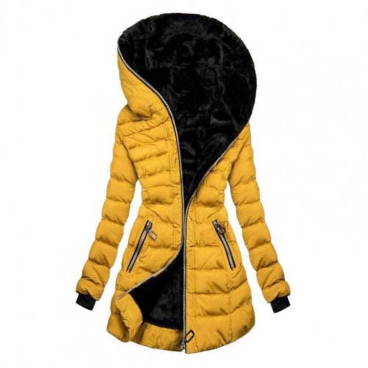 Veste longue matelassée chaude avec capuche pour femme