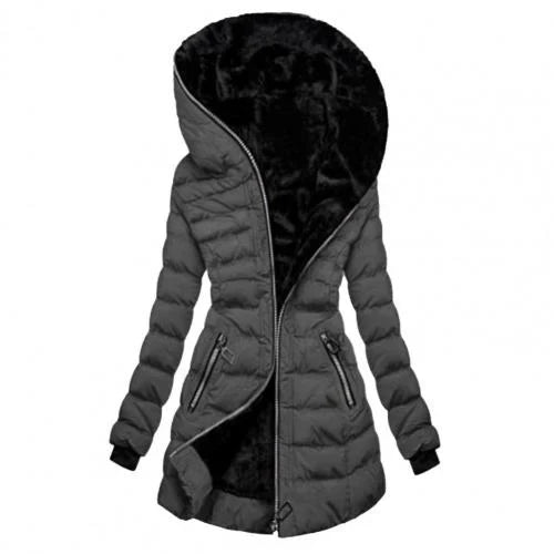 Veste longue matelassée chaude avec capuche pour femme