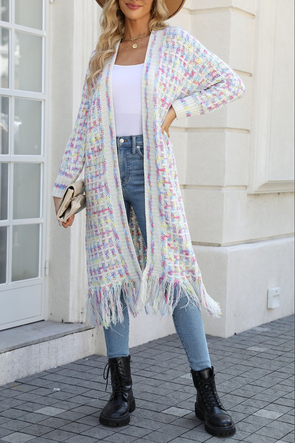 Luna™ | Gilet ouvert multicolore avec franges