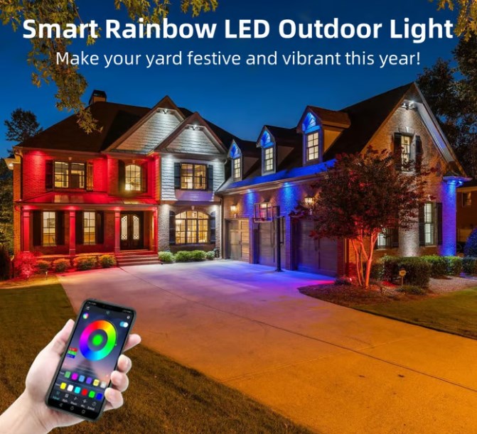 🌈 Éclairage extérieur LED intelligent, arc-en-ciel et fixe