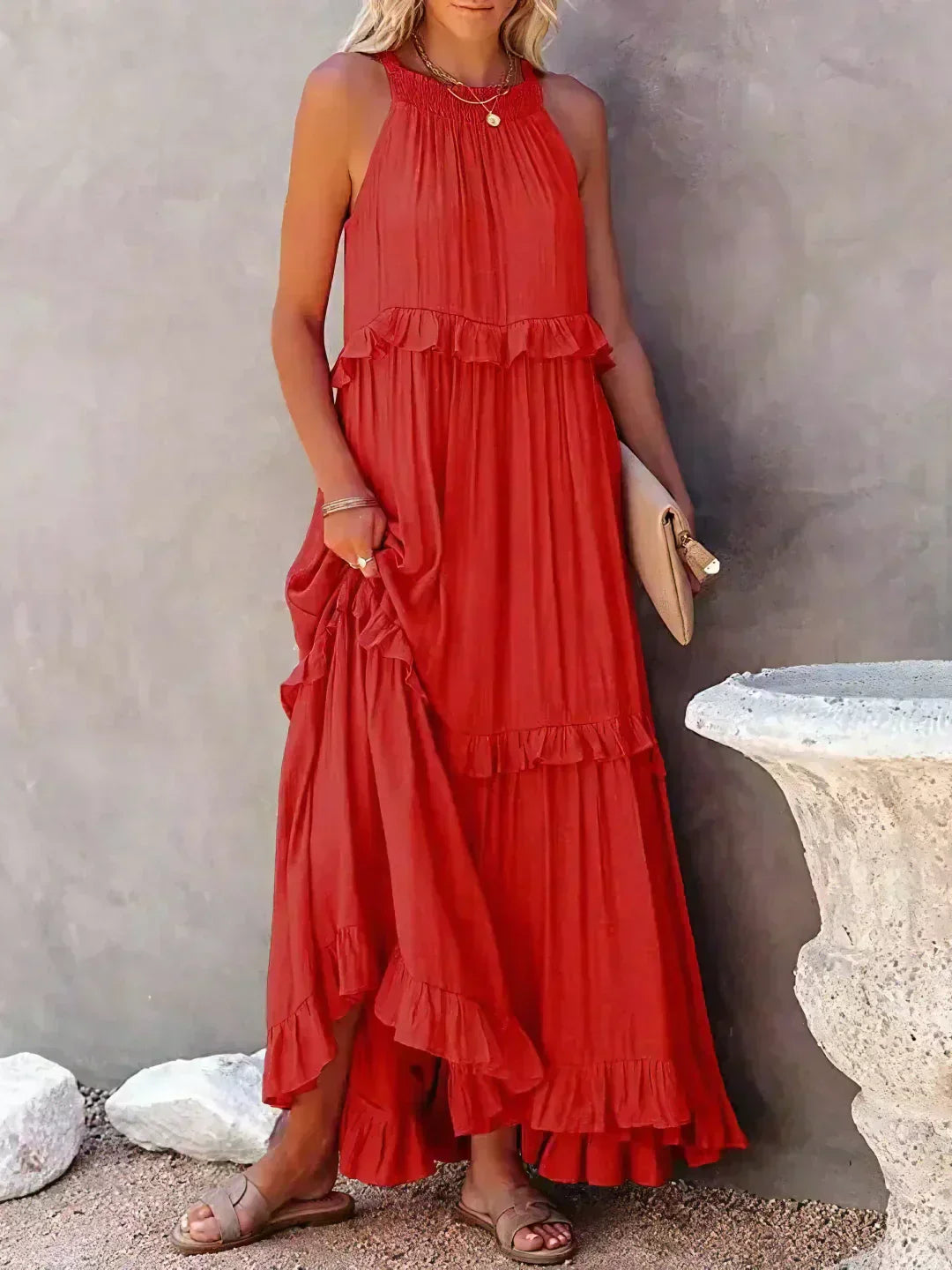 Sarah | Robe Maxi Volant Halter (Presque épuisé)