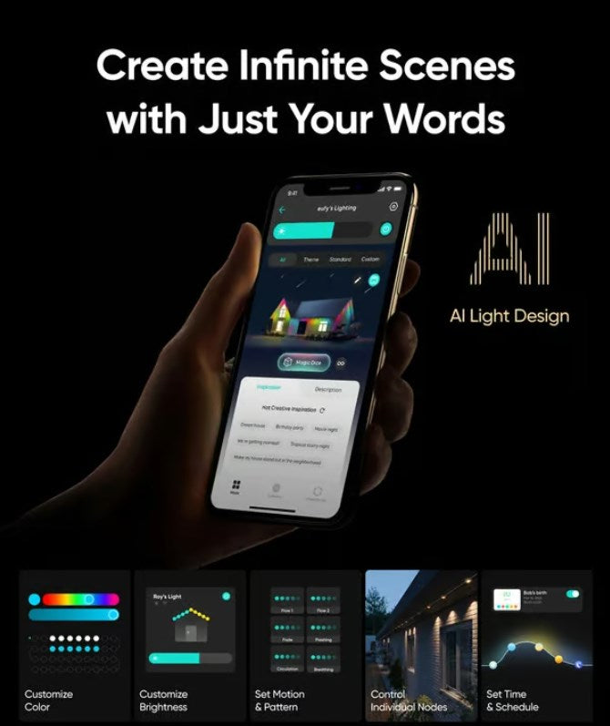 🌈 Éclairage extérieur LED intelligent, arc-en-ciel et fixe