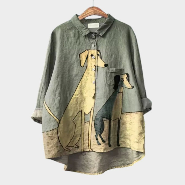 PALMIRA | Chemise Oversize à Motif Canin et Confort Quotidien pour un Look Décontracté