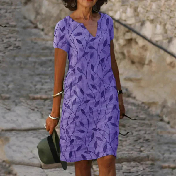 Deniel – Robe Évasée à Imprimé et Col en V