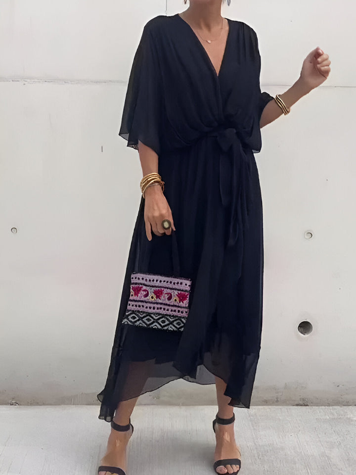 Monica™ | Chiffon jurk met V-hals