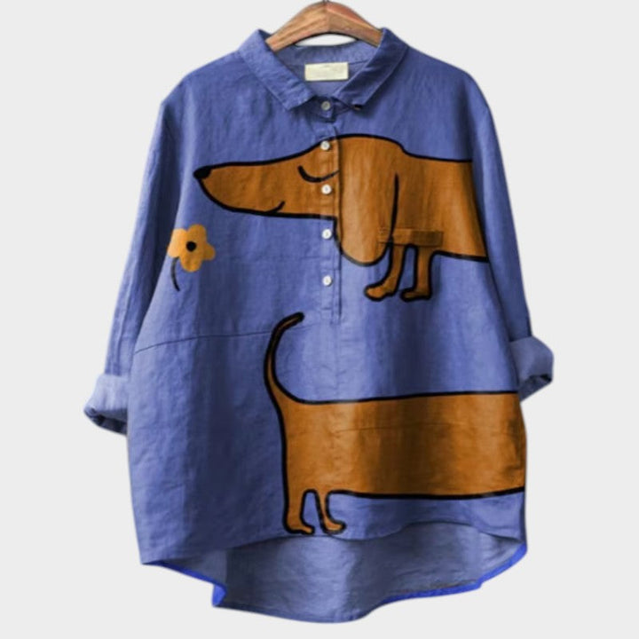 PALMIRA | Chemise Oversize à Motif Canin et Confort Quotidien pour un Look Décontracté