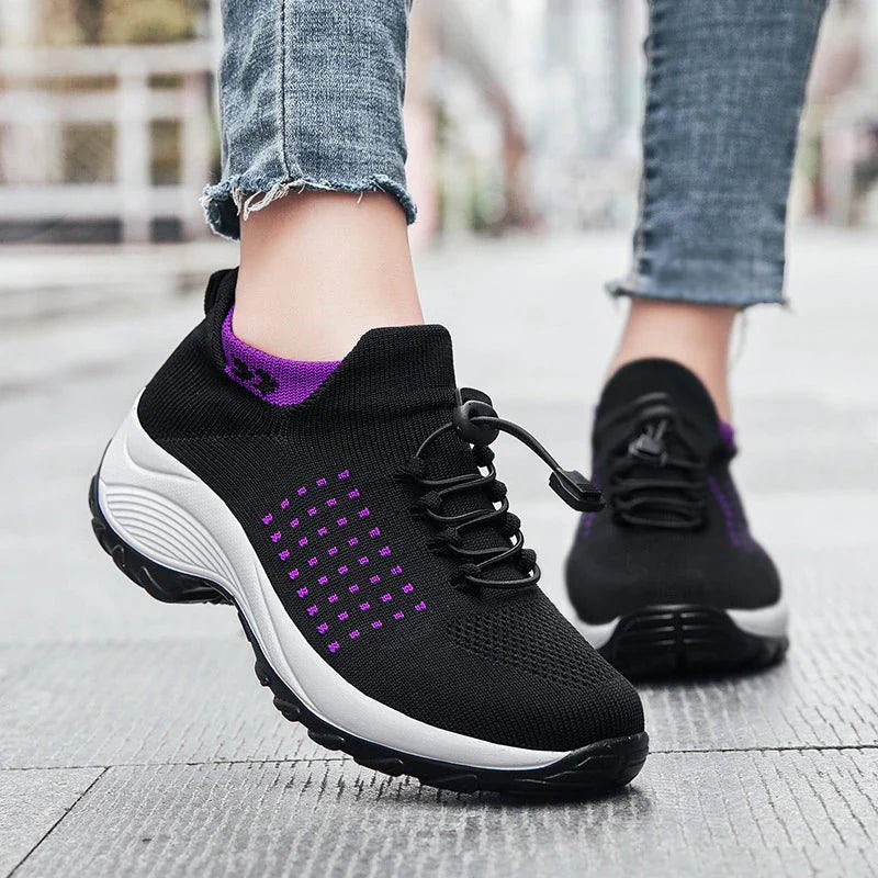 Chaussures Ortho Stretch à Coussin – Noir & Violet