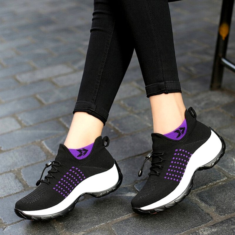 Chaussures Ortho Stretch à Coussin – Noir & Violet