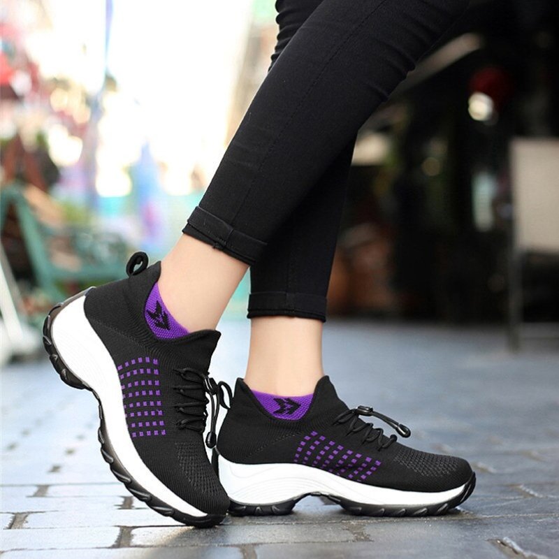 Chaussures Ortho Stretch à Coussin – Noir & Violet