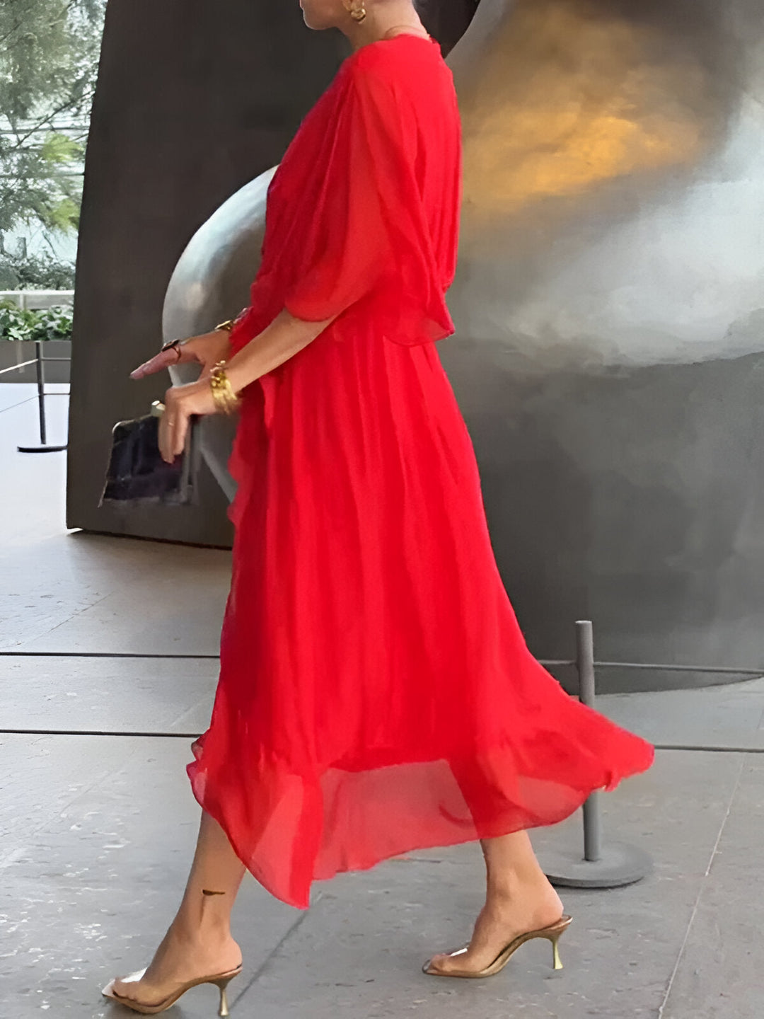 Monica™ | Chiffon jurk met V-hals