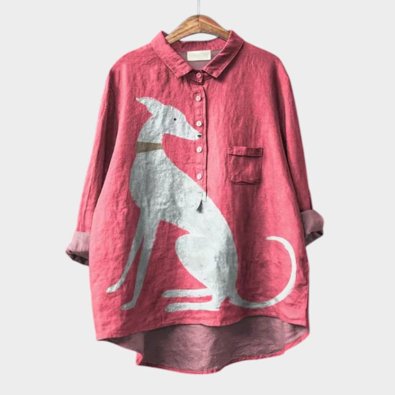 PALMIRA | Chemise Oversize à Motif Canin et Confort Quotidien pour un Look Décontracté